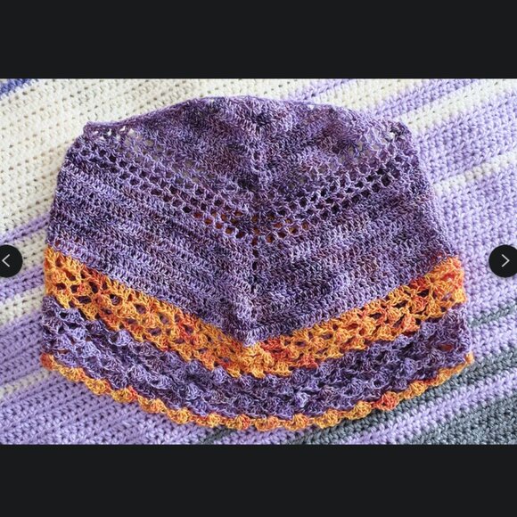 NEW Delicate Crochet Lace 100% Merino Wool Purple and Gold Cowl - Picture 3 of 4